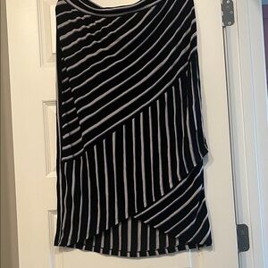 Chico's Black and White Striped Midi Skirt